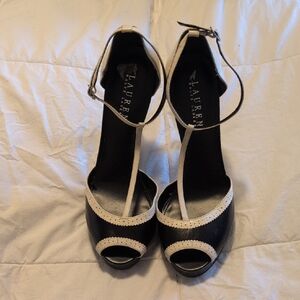 Lauren Ralph Lauren Black and Cream Heels